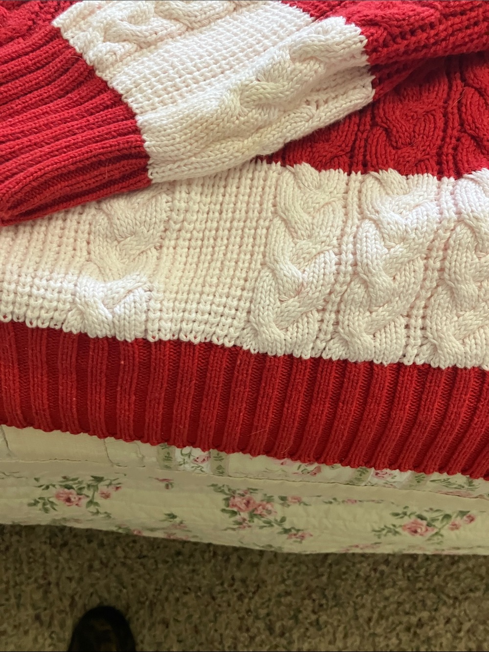 Dior Red and White Striped Cable Knit Sweater - Picture 7 of 10